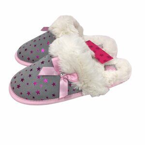 Juicy Couture Sonora Girls Slippers Grey Pink New in Box 2-3 Star Print